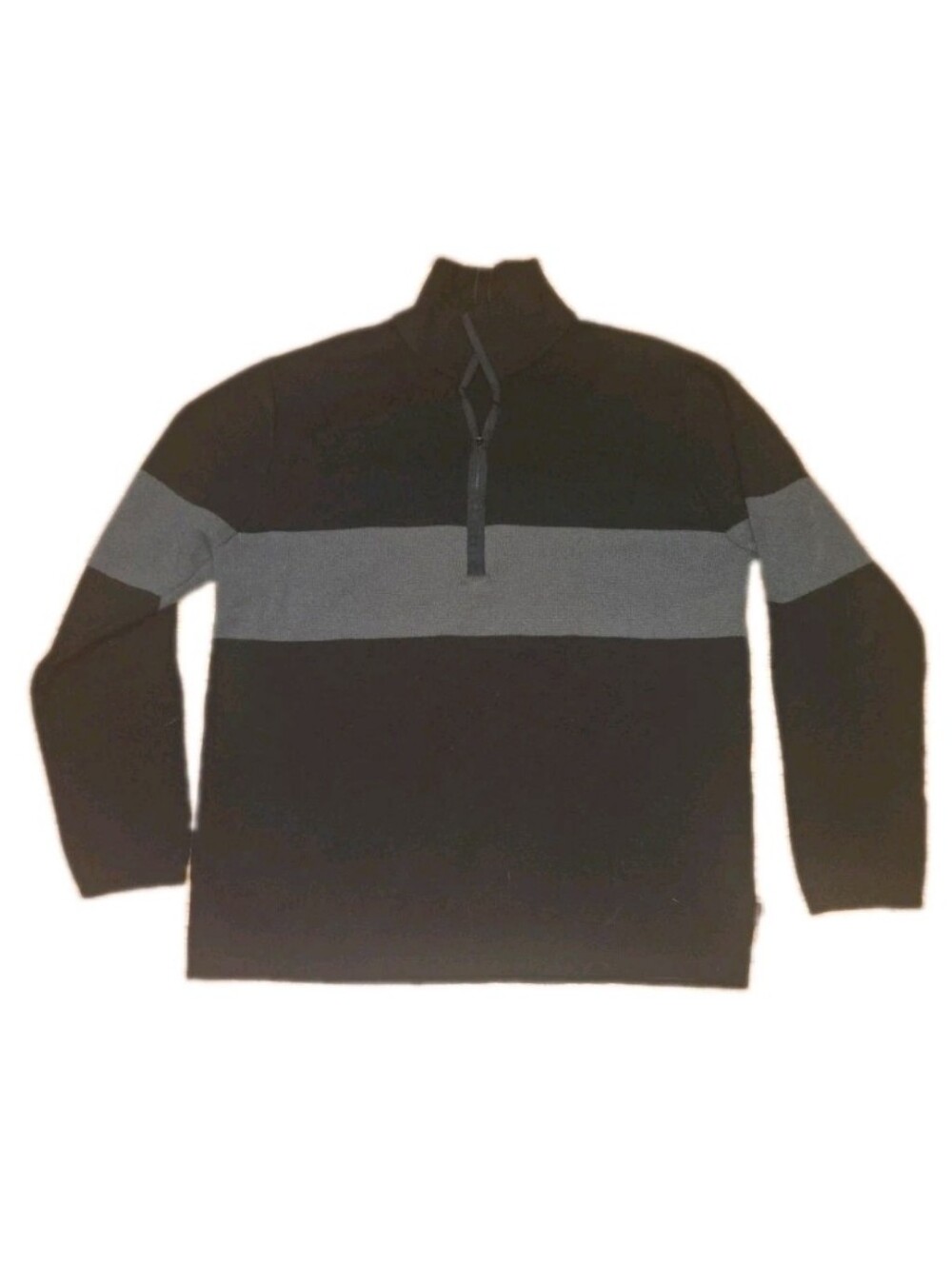 Banana Republic 100% Extra Fine Merino Wool 1/4 Zip Sweater XL Black/Gray Men's